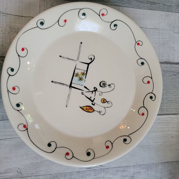 Set Of 4 Sakura Holiday Patchwork Dessert Plates With Reindeer Design 8.25" Cera - Picture 4 of 7